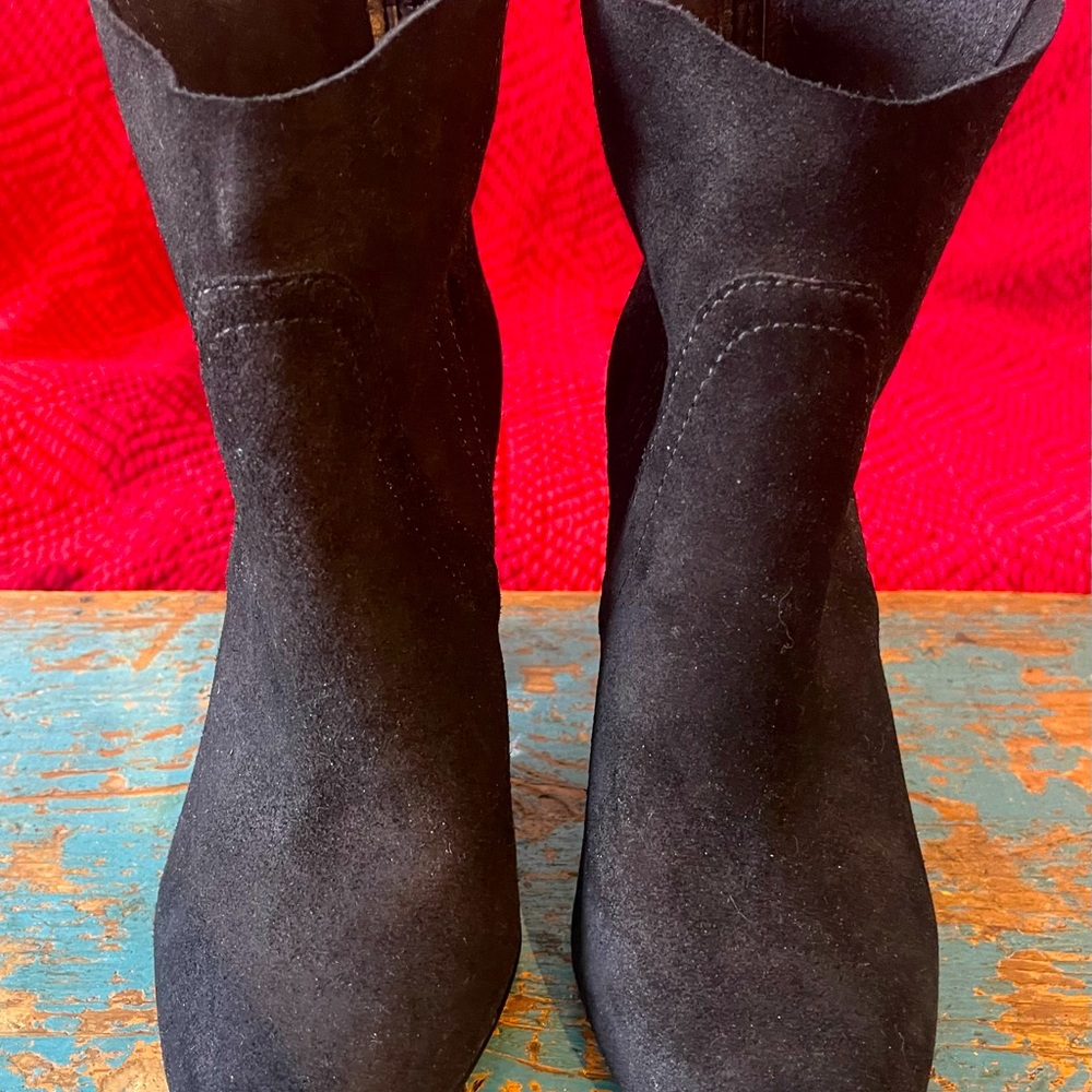 Vince Camuto, black suede leather boots - Picture 1 of 3